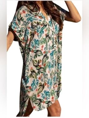 Lost + Wander Luau on the Beach Shirt Dress Cover Up Tropical Floral NWT M/L